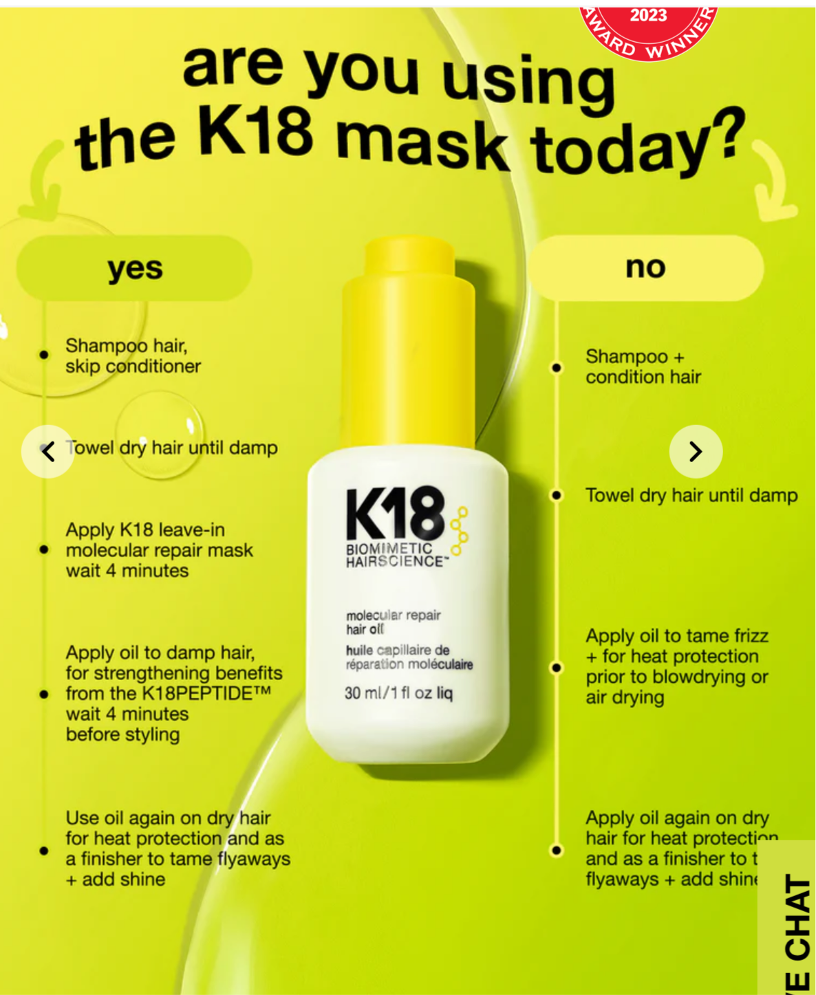 K18-molecular repair hair oil