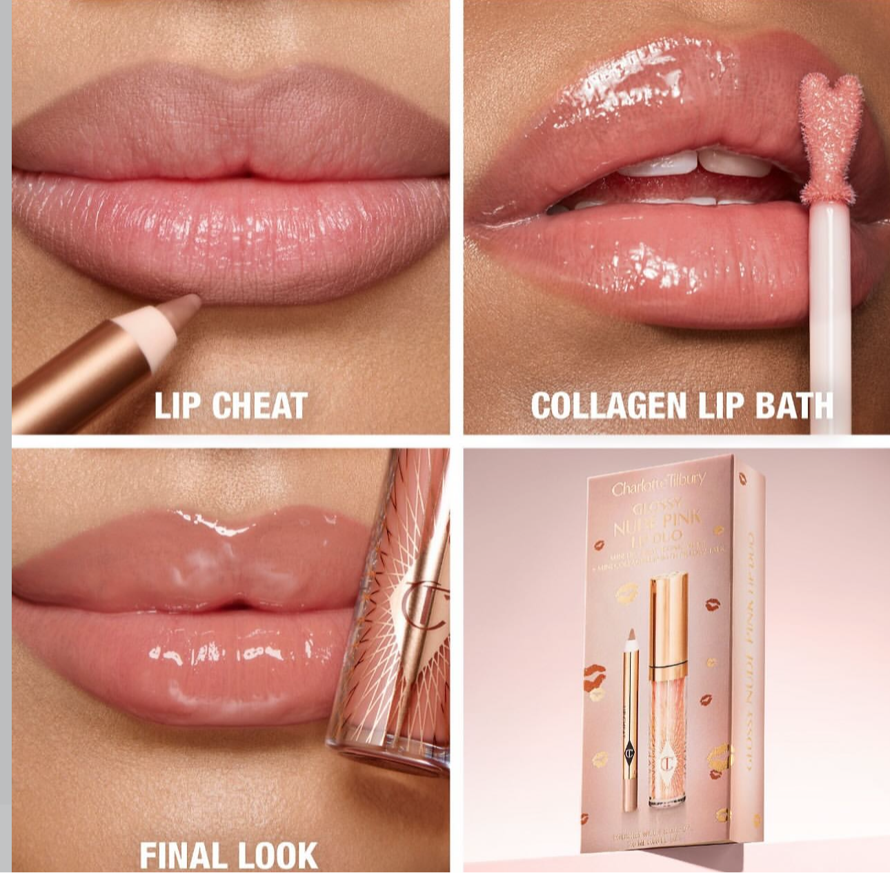 CHARLOTTE TILBURY-Mini Glossy Pink Lip Gloss + Lip Liner Set