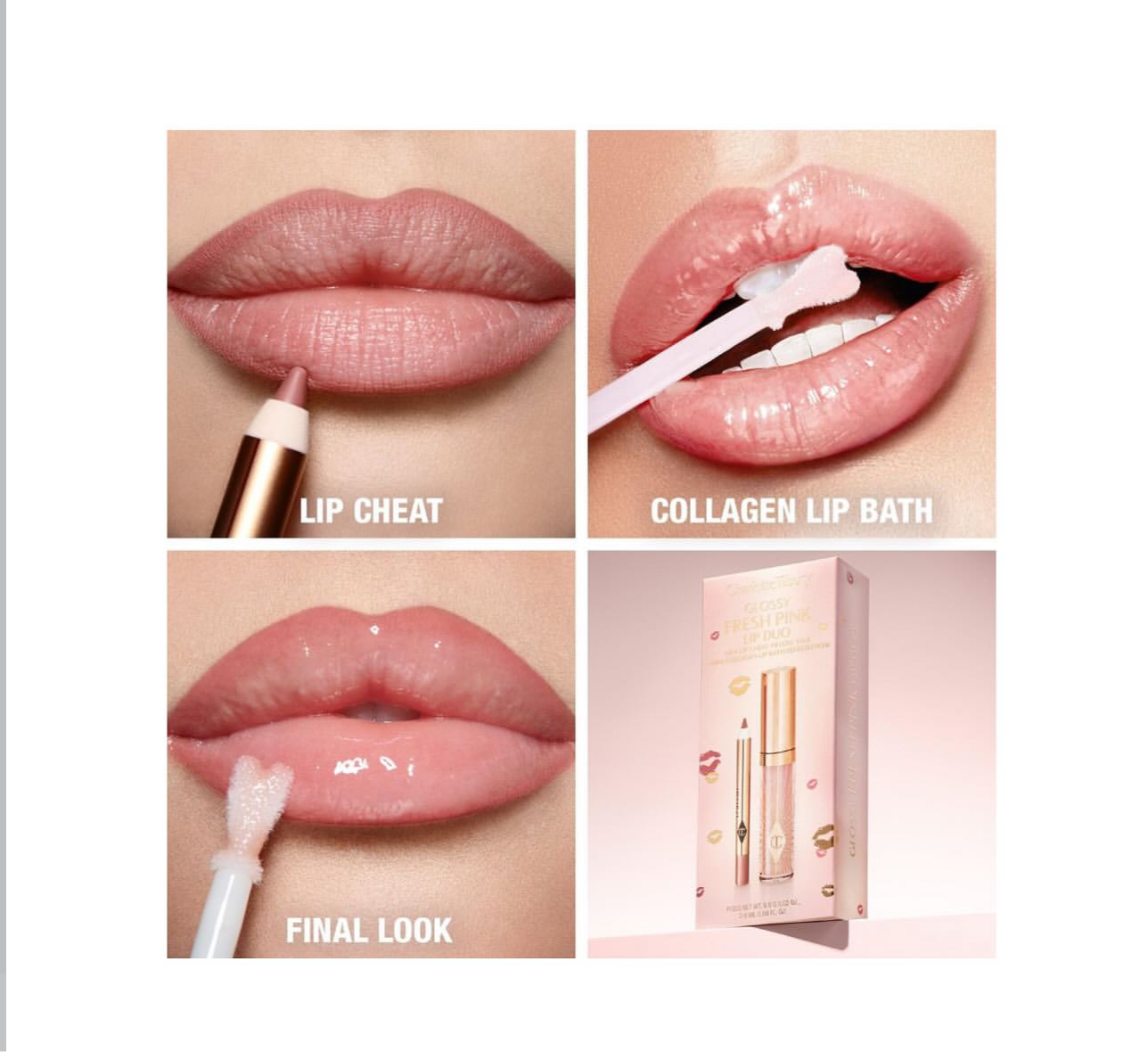 CHARLOTTE TILBURY-Mini Glossy Pink Lip Gloss + Lip Liner Set