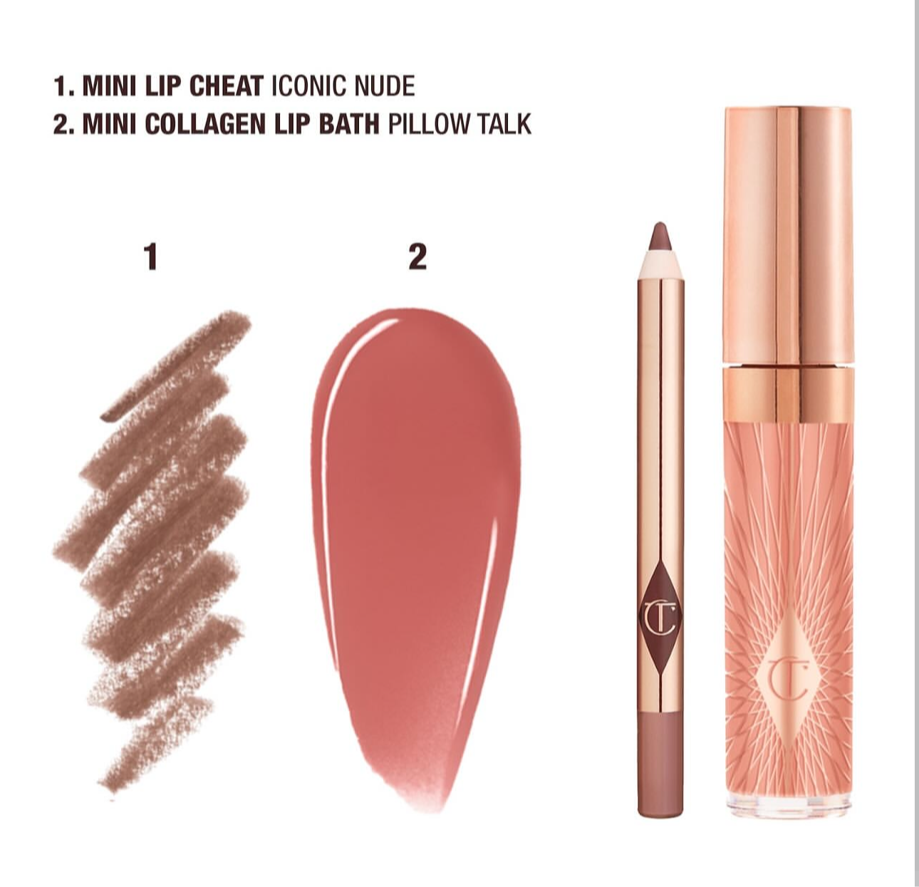 CHARLOTTE TILBURY-Mini Glossy Pink Lip Gloss + Lip Liner Set