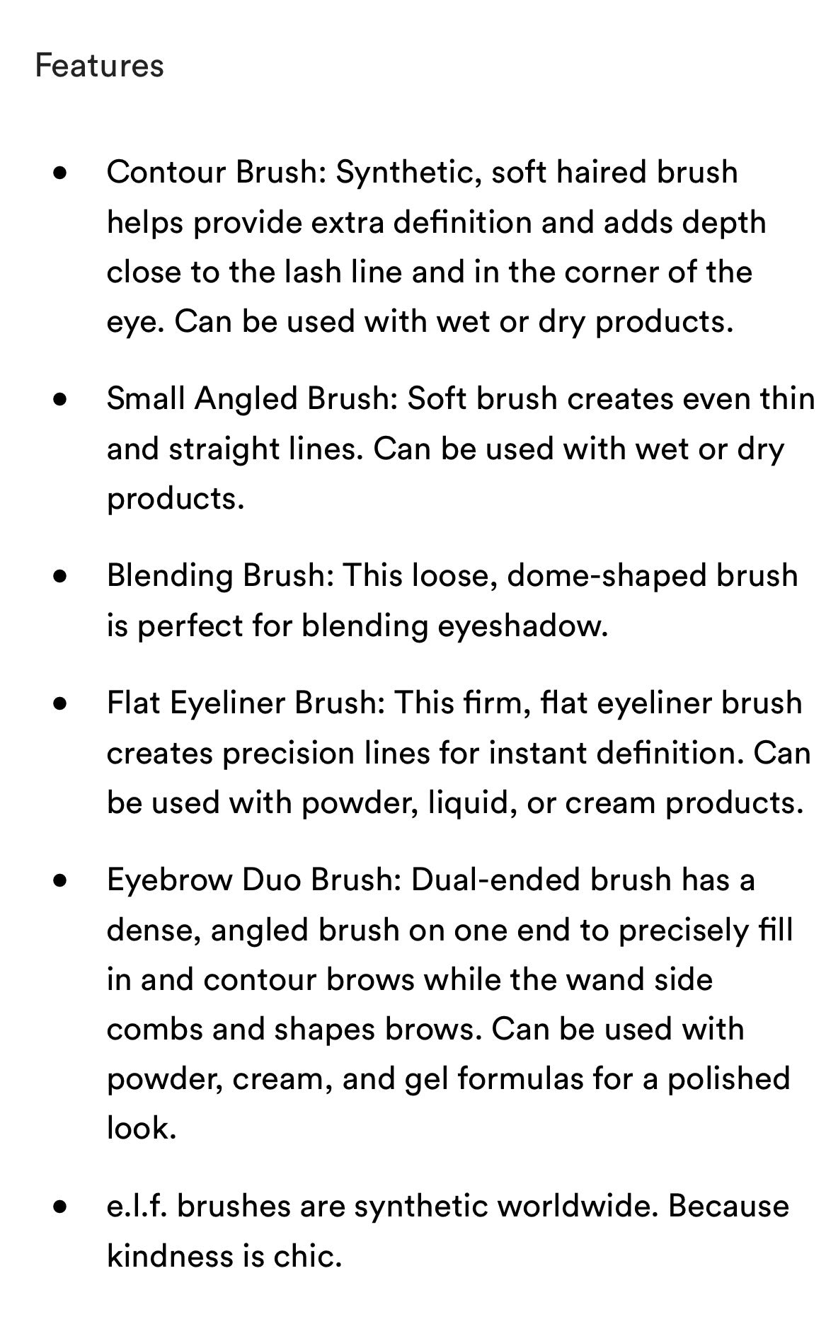 Elf- Ultimate Eyes 5 Piece Brush Collection