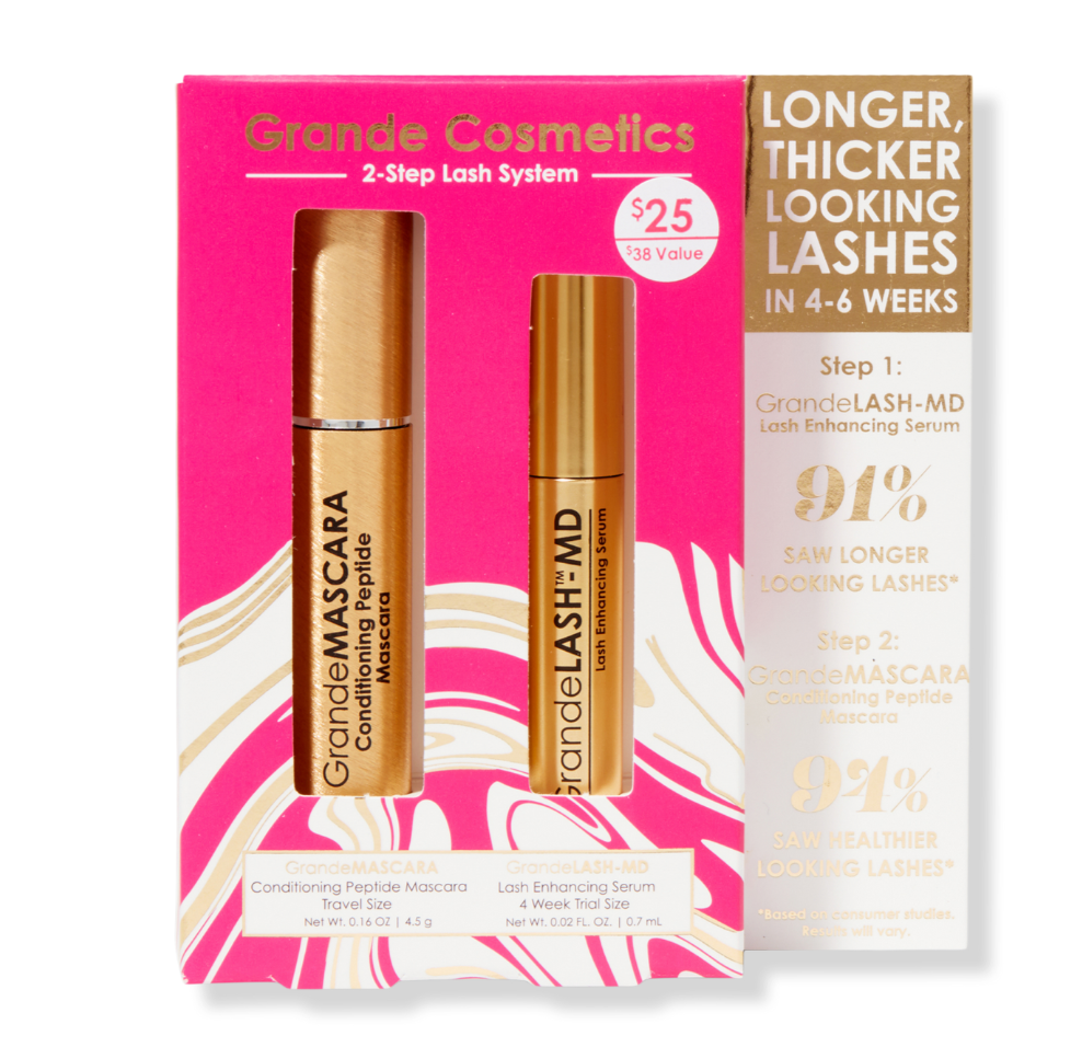 Grande Cosmetics-2-Step Lash System Set. 0.7mL Eyelash Serum Plus Conditioning Peptide Mascara