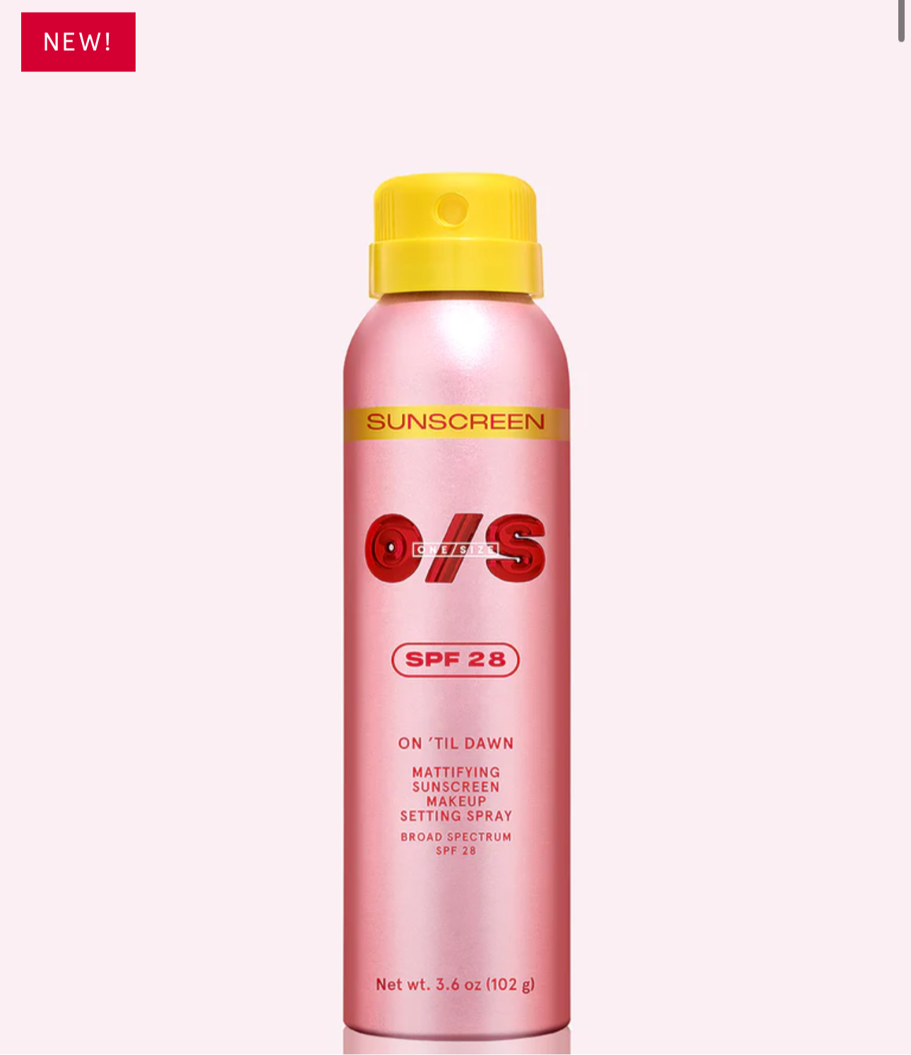 One Size- ON ‘TIL DAWN
MATTIFYING SUNSCREEN MAKEUP SETTING SPRAY SPF 28