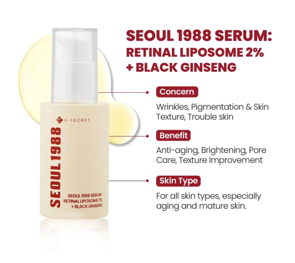 K-Secret Seoul 1988 Serum: Retinal Liposome 2% + Black Ginseng