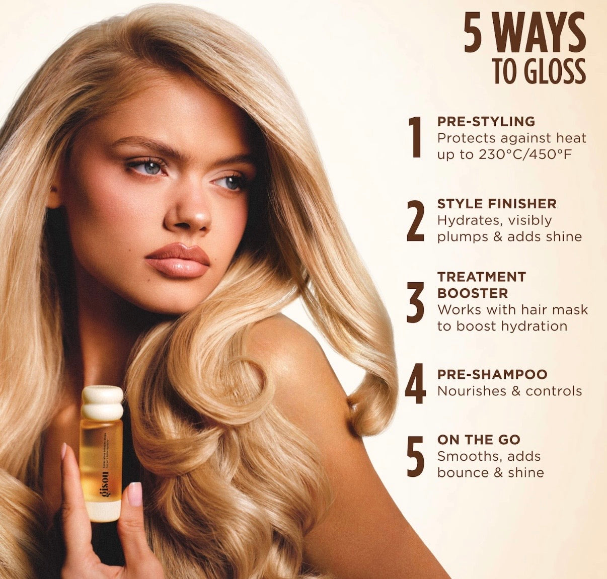 Gisou- Honey Gloss Collagen Drops Hair Oil for Fine to Medium Hair