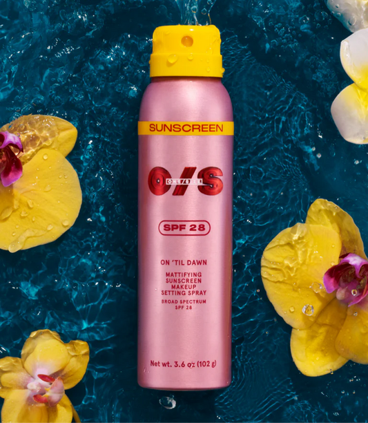One Size- ON ‘TIL DAWN
MATTIFYING SUNSCREEN MAKEUP SETTING SPRAY SPF 28