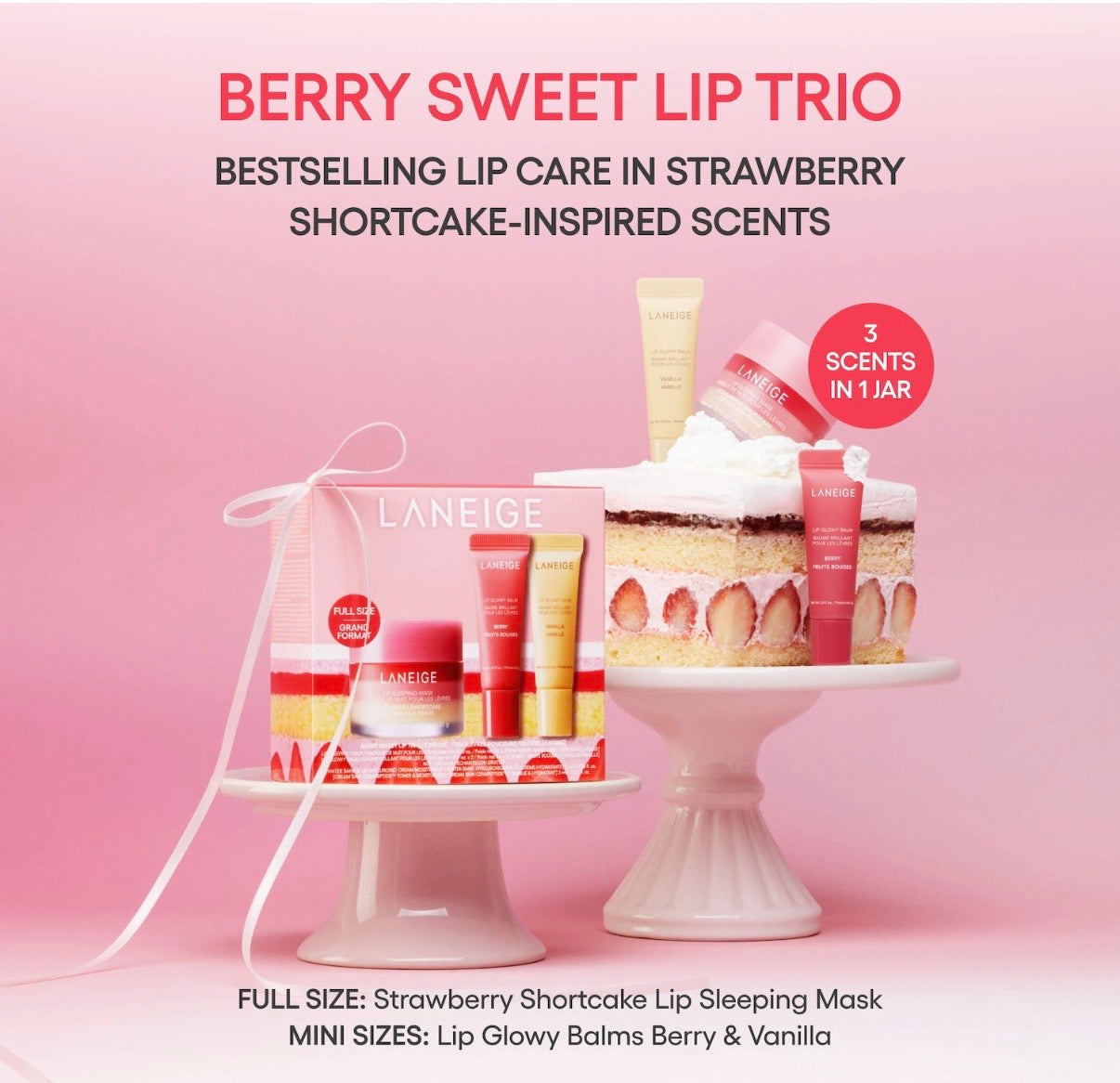 Laneige- Berry Sweet Lip Treatment Minis Trio Set