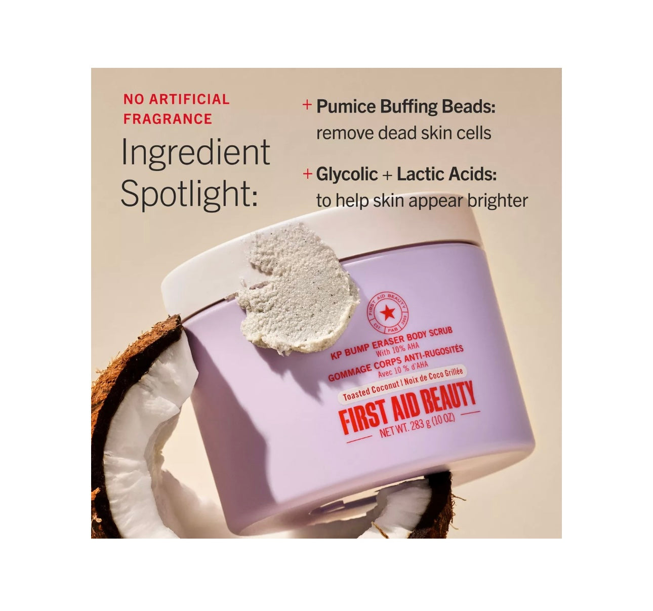 First Aid Beauty- KP Bump Eraser Body Scrub & Exfoliater with 10% AHA