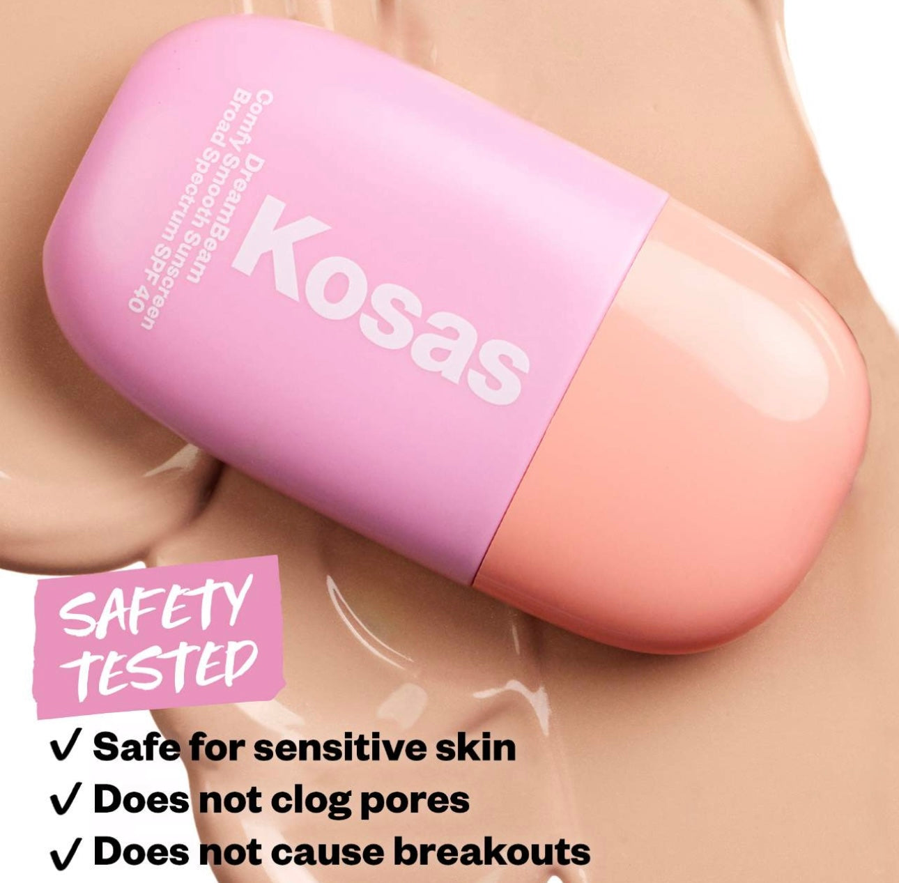 KOSAS-DreamBeam Silicone-Free Mineral Sunscreen SPF 40 with Ceramides and Peptides