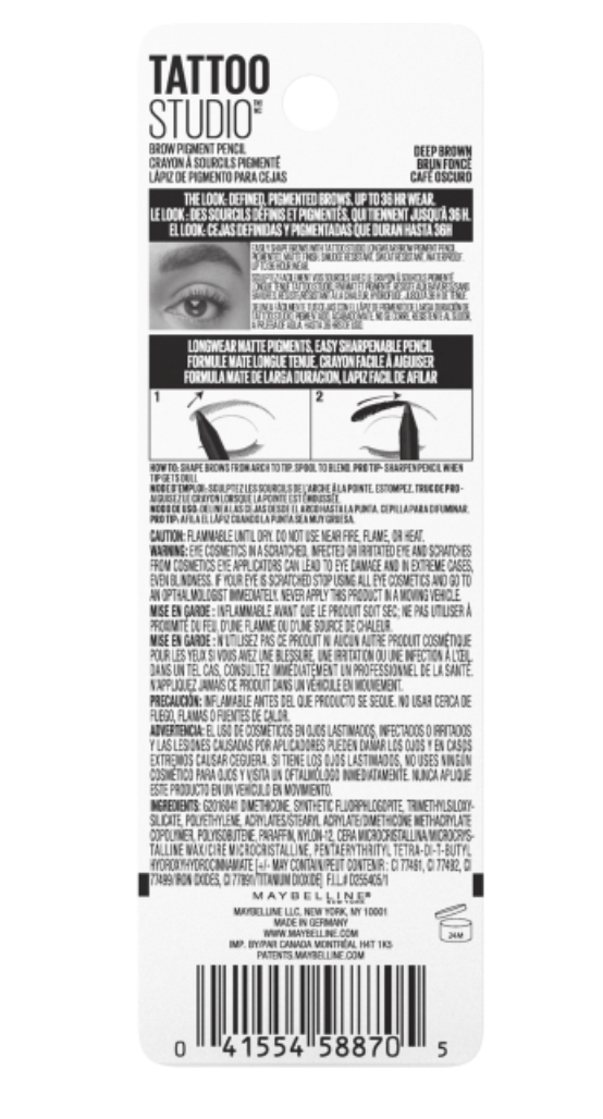Maybelline- TATTOO STUDIO® WATERPROOF BROW PENCIL UP TO 36HR WEAR