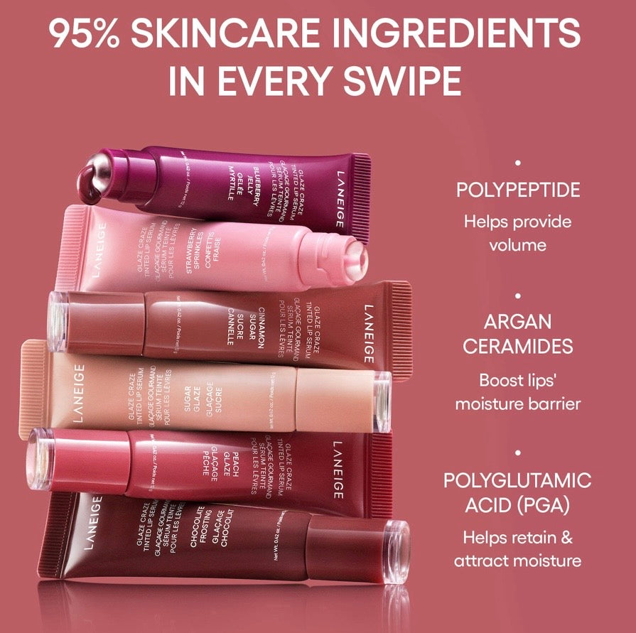 LANEIGE- Glassy Lip Minis Glaze Craze Tinted Peptide Lip Serum Set