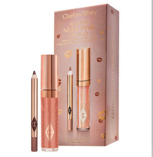 CHARLOTTE TILBURY-Mini Glossy Pink Lip Gloss + Lip Liner Set