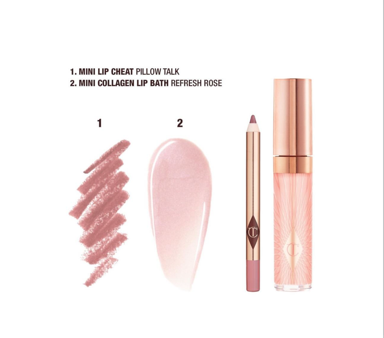 CHARLOTTE TILBURY-Mini Glossy Pink Lip Gloss + Lip Liner Set