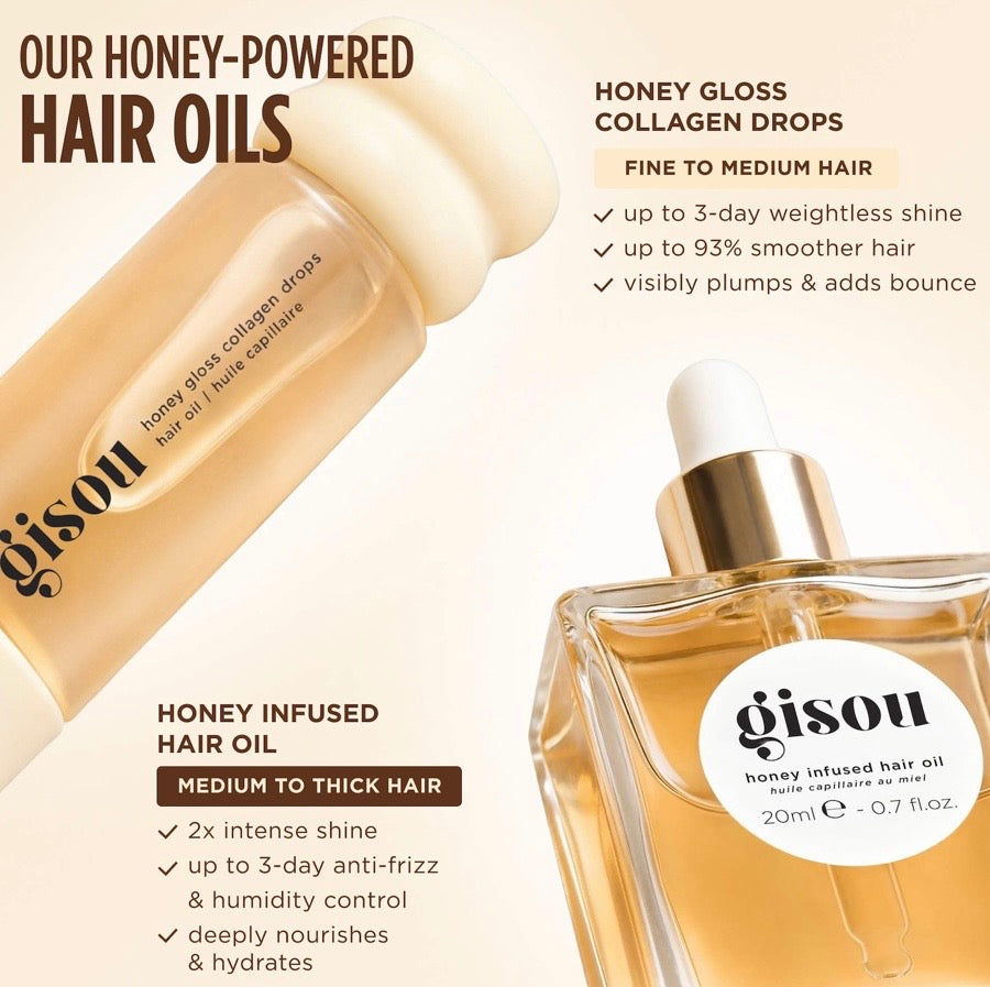 Gisou- Honey Gloss Collagen Drops Hair Oil for Fine to Medium Hair