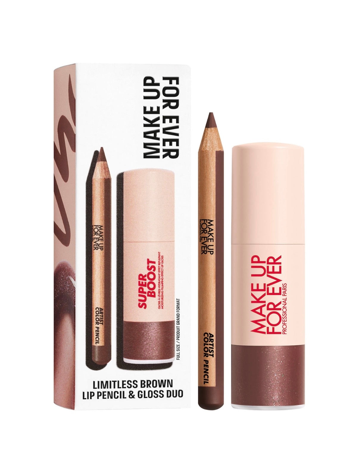 MAKE UP FOR EVER- Mini Artist Color Pencil Lip Liner & Full Size Super Boost Lip Gloss Kit