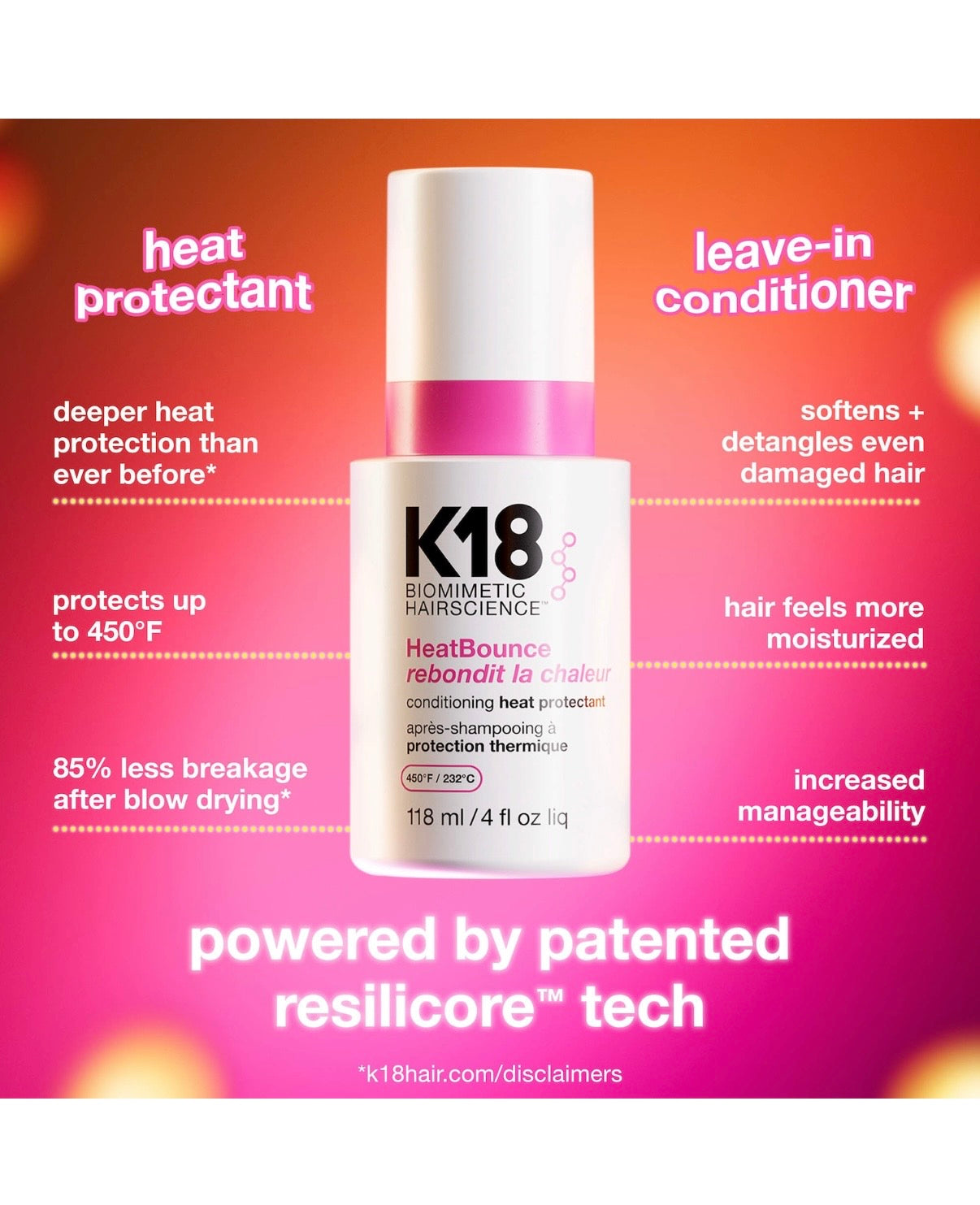 K18- HeatBounce™ Leave-In Conditioner Heat Protectant