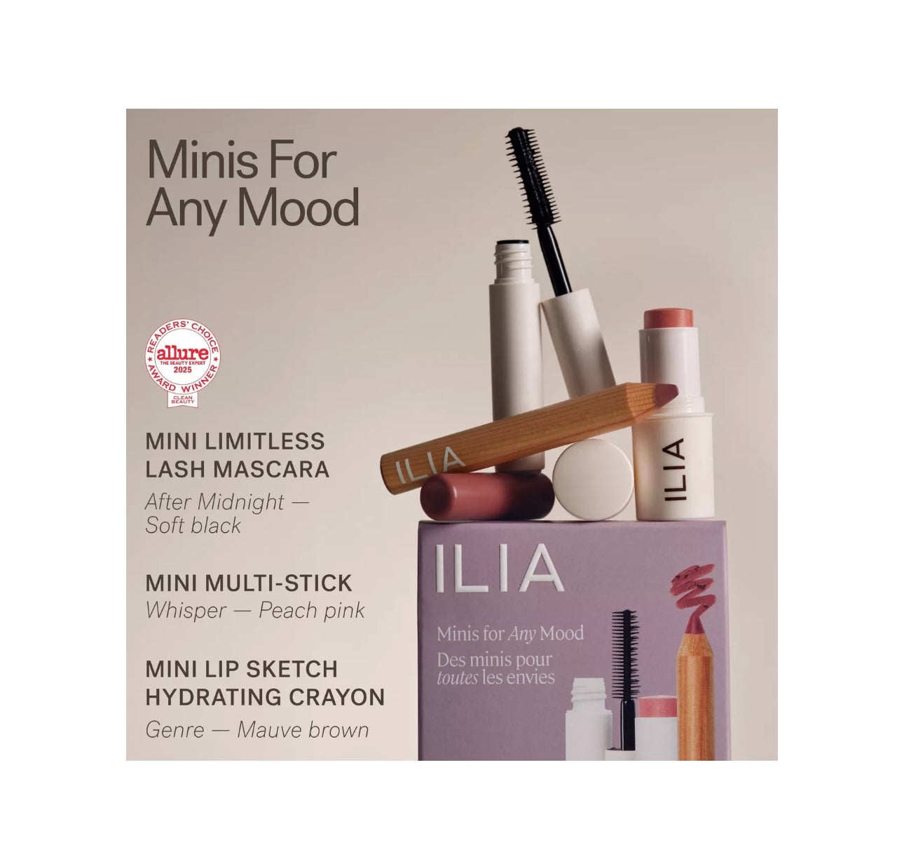 ILIA- Minis For Any Mood - Clean Travel
Makeup Set