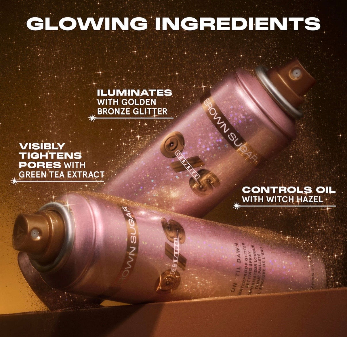 One Size- On 'Til Dawn Waterproof Glitter Setting Spray- Brown Sugar