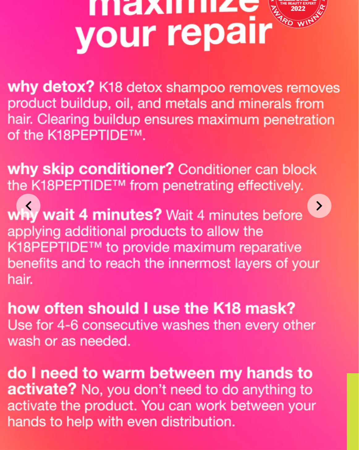 K18-leave-in molecular repair hair mask