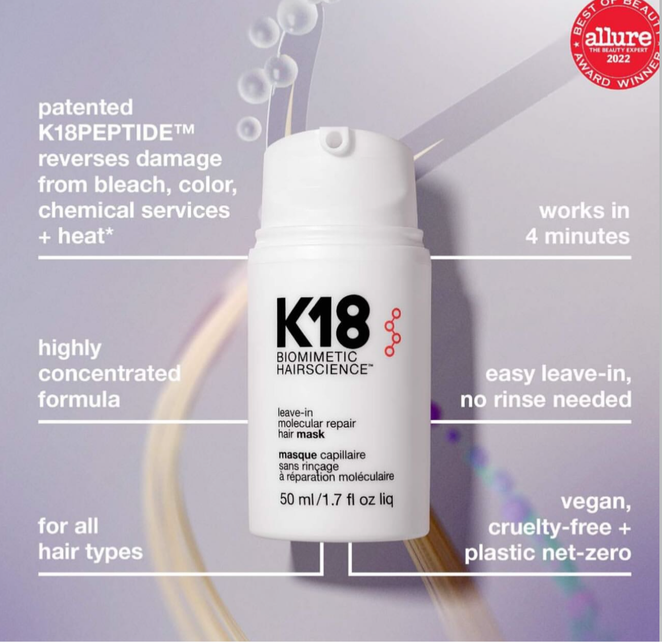 K18-leave-in molecular repair hair mask