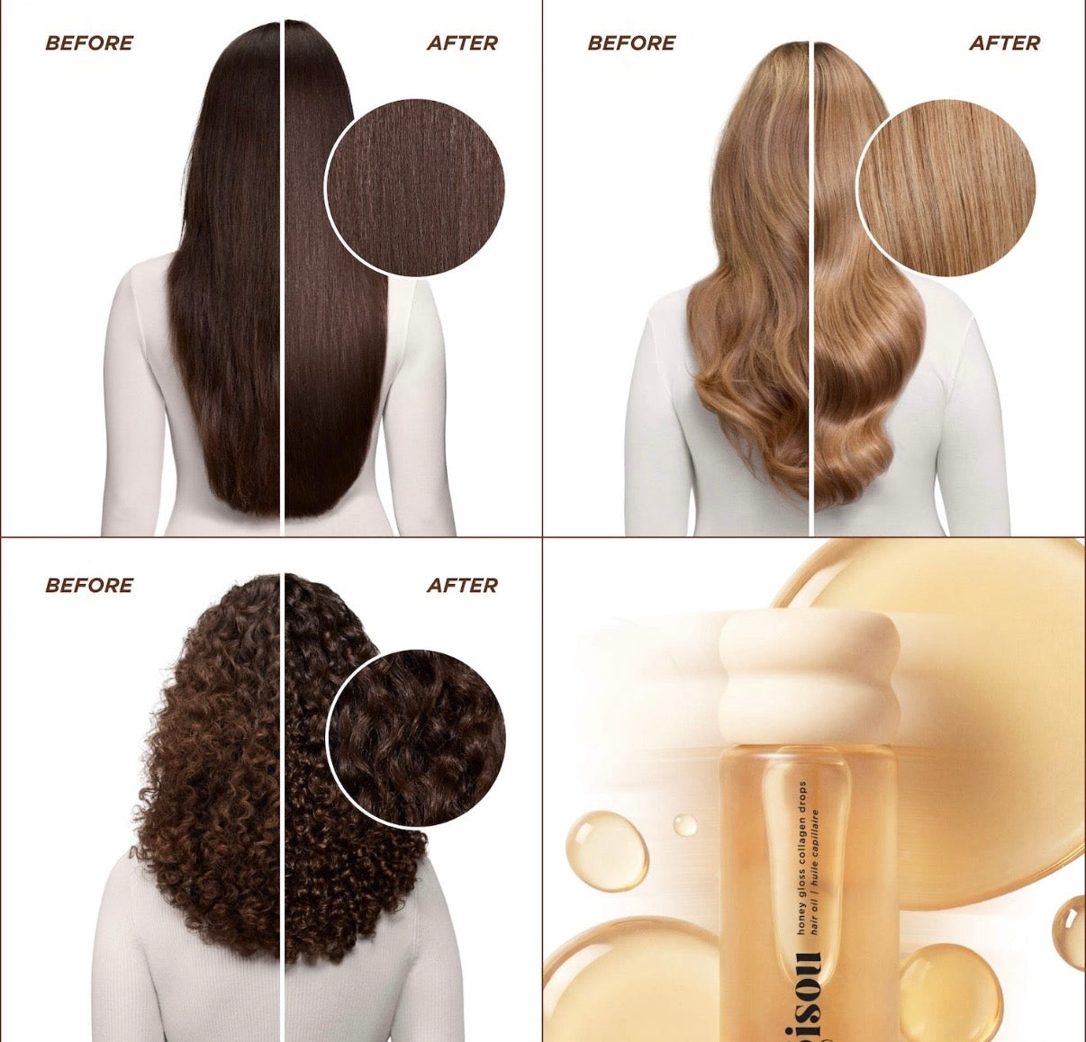 Gisou- Honey Gloss Collagen Drops Hair Oil for Fine to Medium Hair