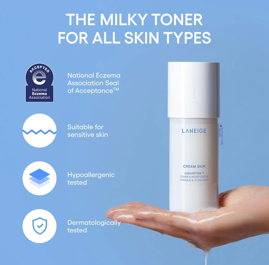 Laneige- Cream Skin Milky Toner with Ceramides & Peptides for Nourishing Hydration