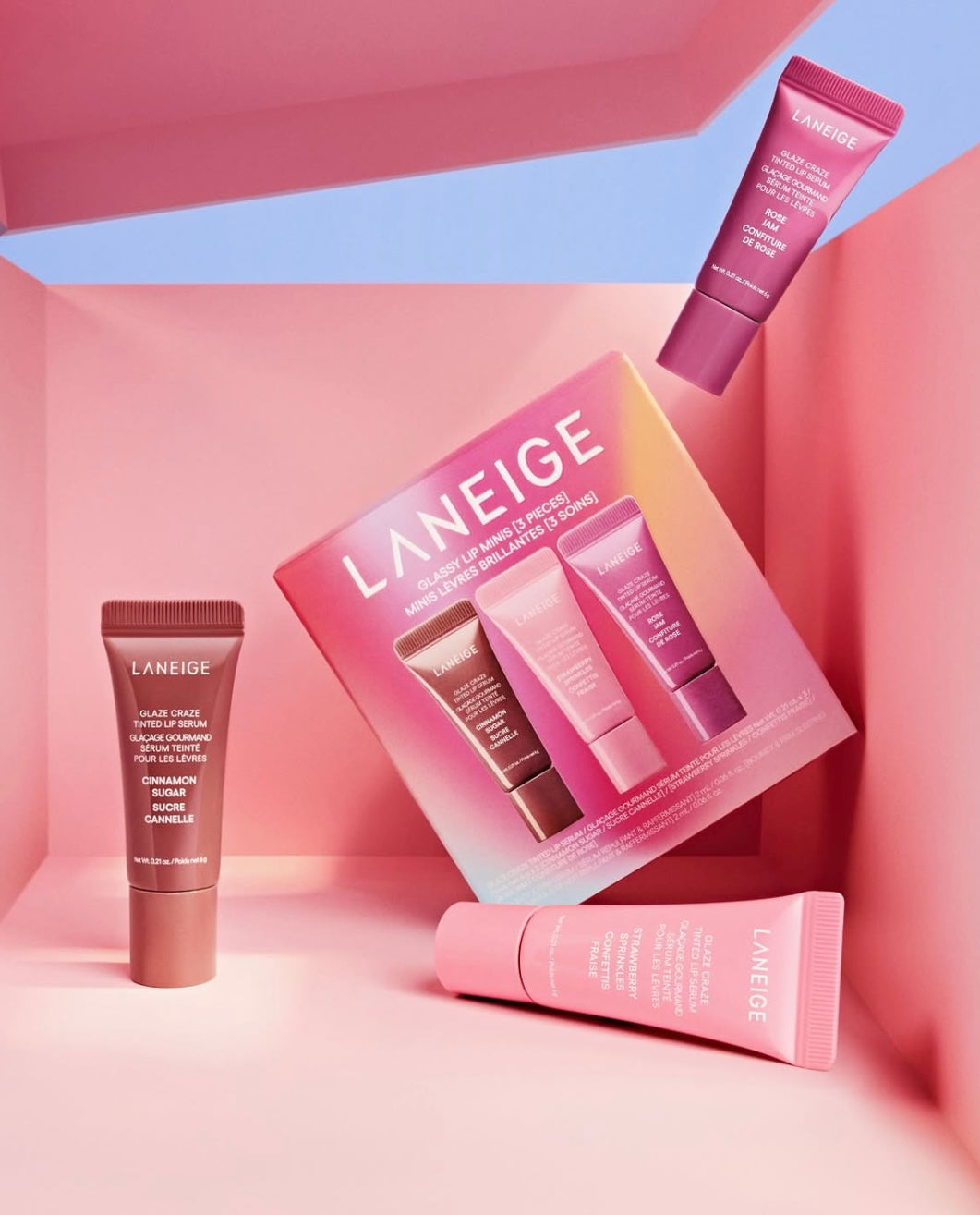 LANEIGE- Glassy Lip Minis Glaze Craze Tinted Peptide Lip Serum Set