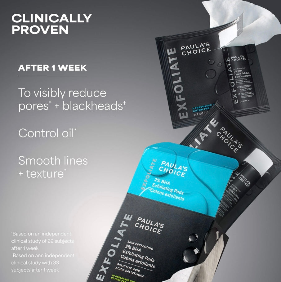 Paula’s Choice- Skin Perfecting 2% BHA Exfoliating Toner Pads for Clear Skin