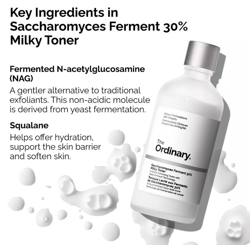 The Ordinary- Saccharomyces Ferment 30% Milky Toner for Gentle Exfoliation and Hydration