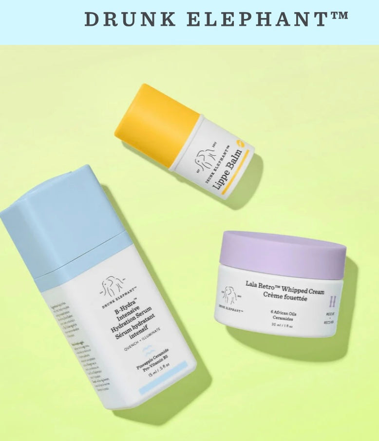 Drunk Elephant- Water on Canvas™: B-Hydra, Lala Cream, Lippe Balm Kit