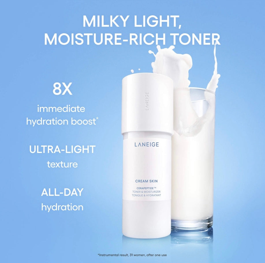 Laneige- Cream Skin Milky Toner with Ceramides & Peptides for Nourishing Hydration