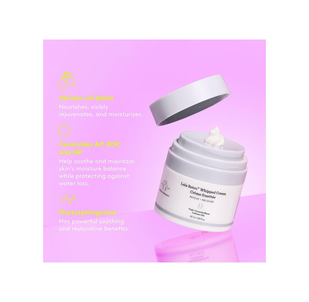 Drunk Elephant- Lala Retro Whipped Cream Moisturizer with Ceramides