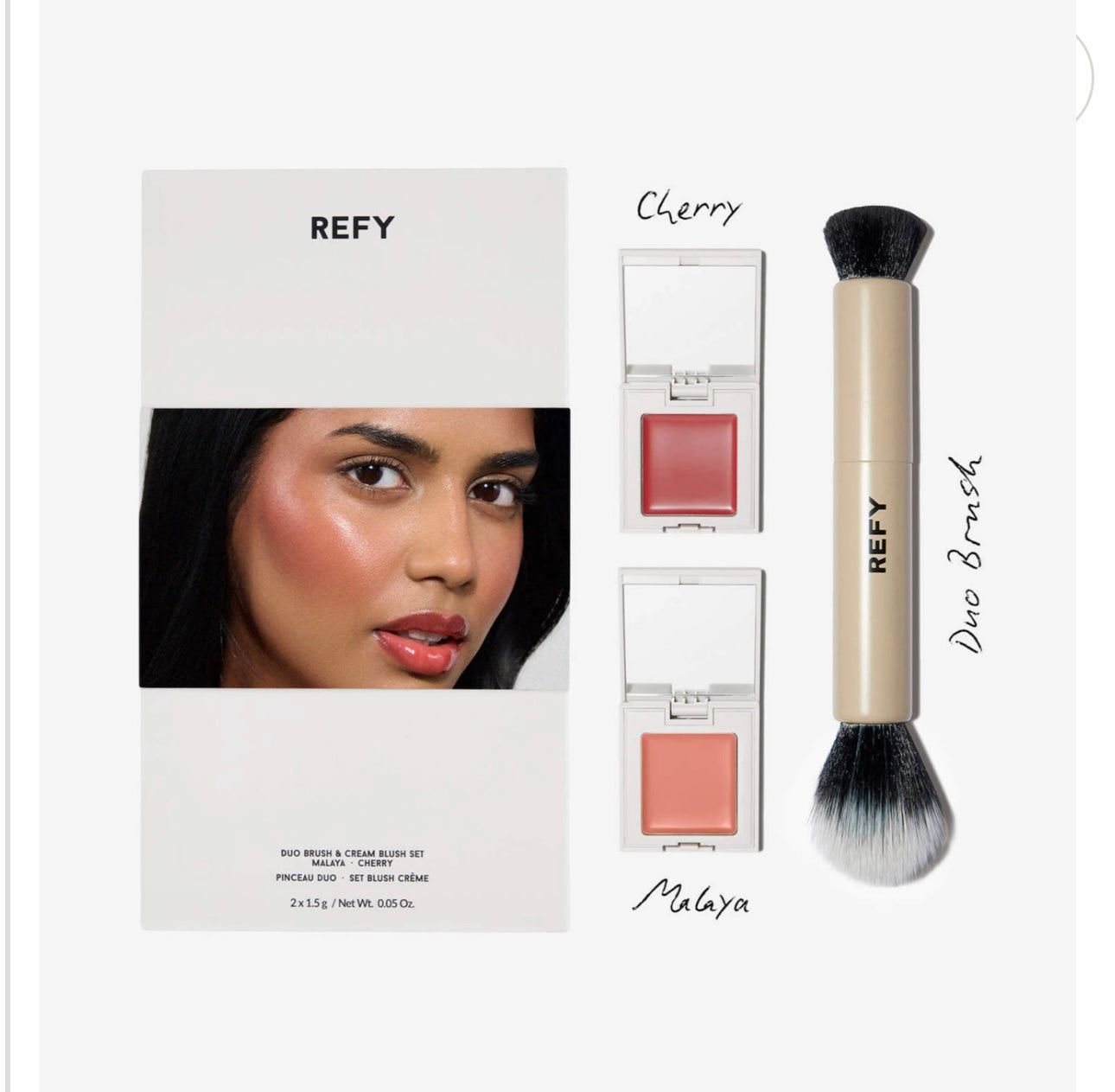 REFY- Cream Blush Duo with Duo Face Brush Gift Set