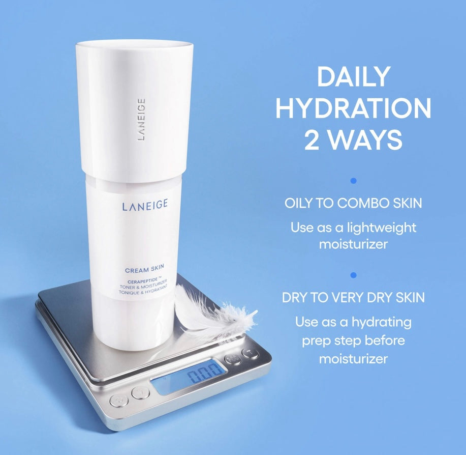 Laneige- Cream Skin Milky Toner with Ceramides & Peptides for Nourishing Hydration