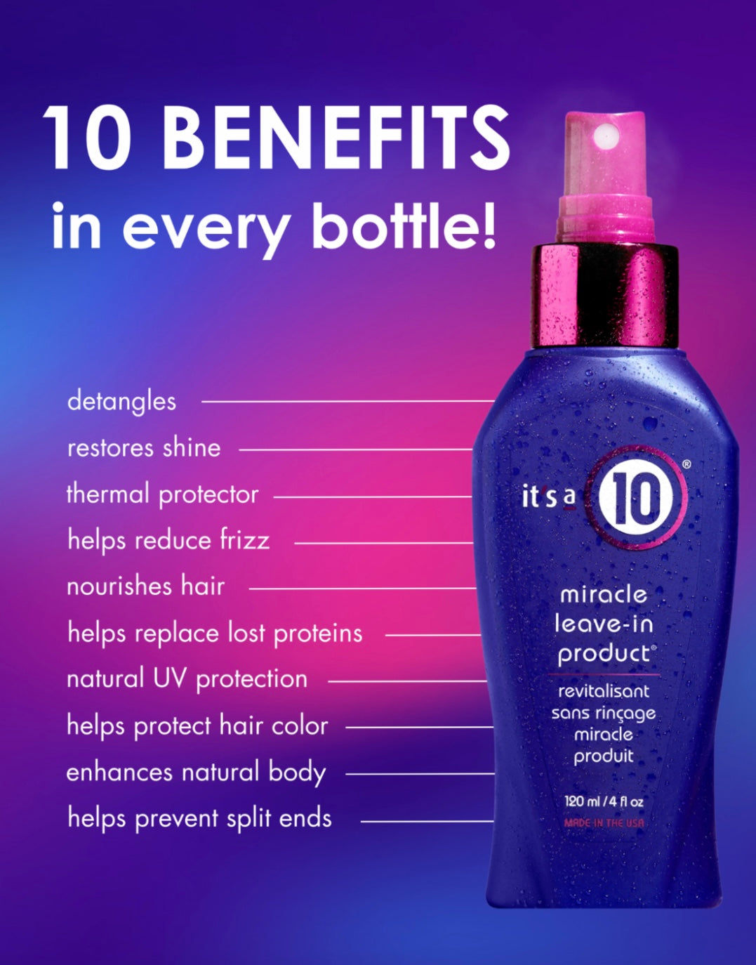 It’s a 10- Miracle Leave In with 10 Benefits