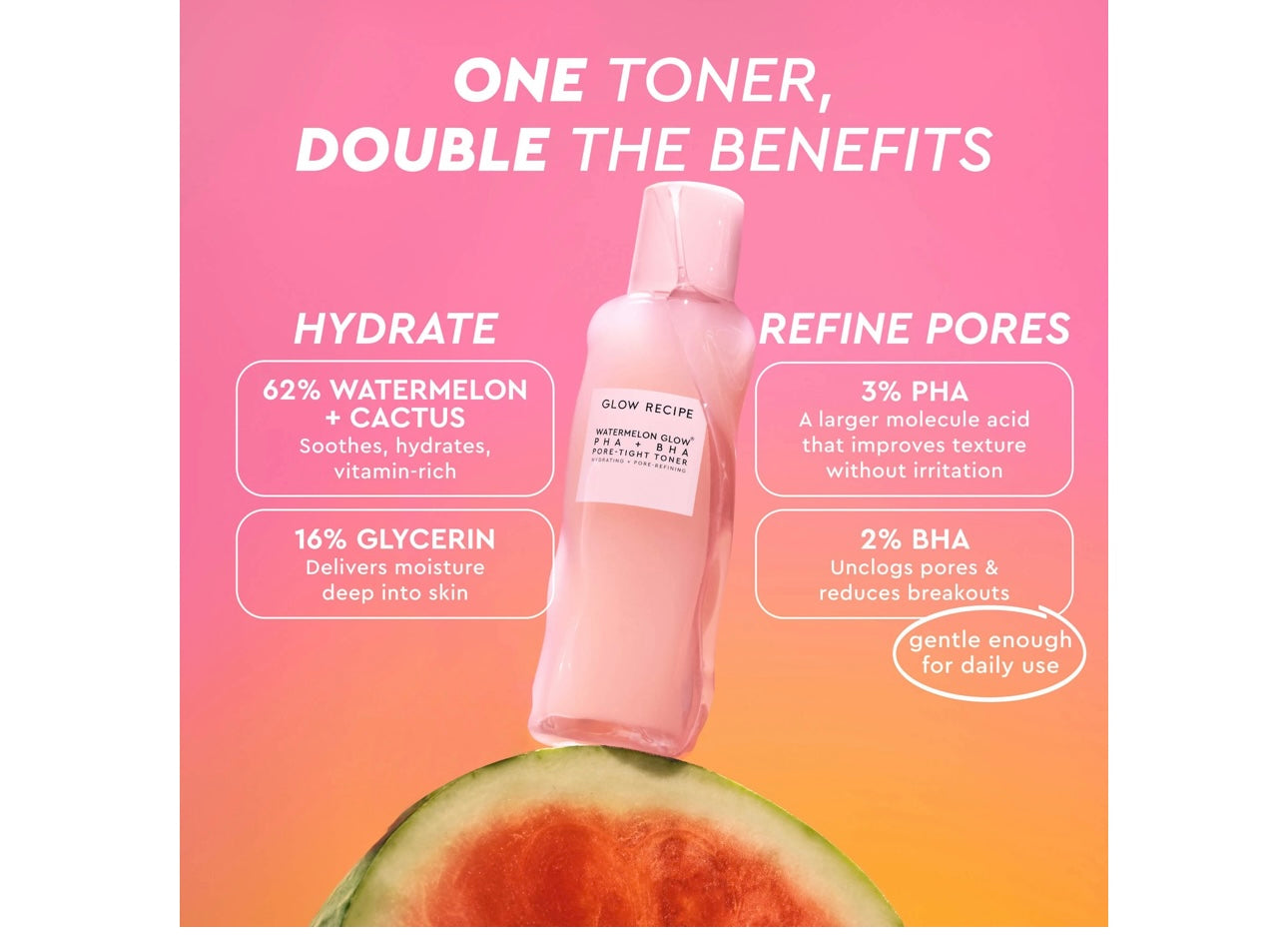 GLOW RECIPE- Mini Watermelon Glow PHA + BHA Pore-Tight Toner