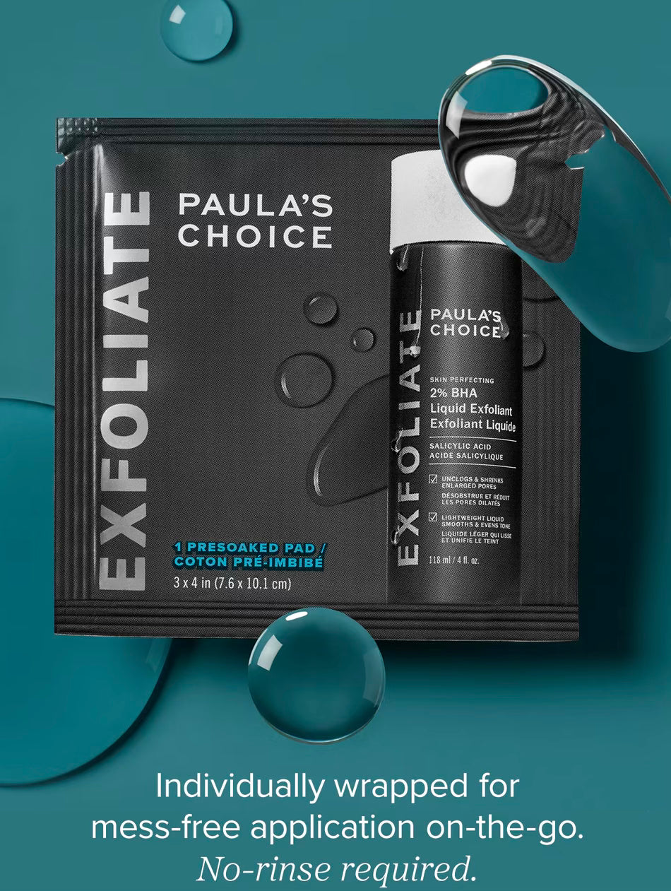 Paula’s Choice- Skin Perfecting 2% BHA Exfoliating Toner Pads for Clear Skin