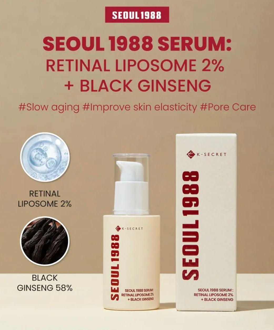 K-Secret Seoul 1988 Serum: Retinal Liposome 2% + Black Ginseng