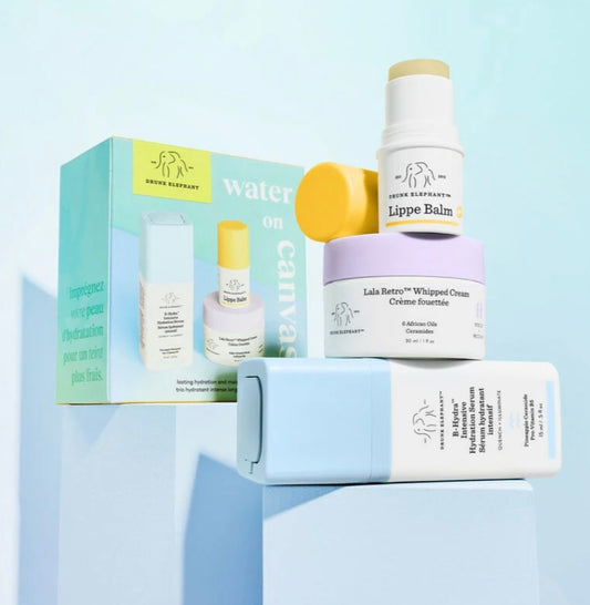Drunk Elephant- Water on Canvas™: B-Hydra, Lala Cream, Lippe Balm Kit