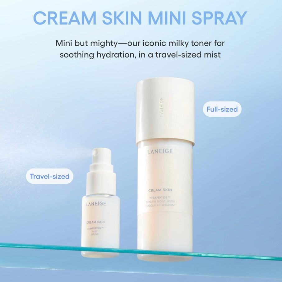 Laneige- Mini Cream Skin Milky Toner Mist with Ceramides & Peptides for Nourishing Hydration