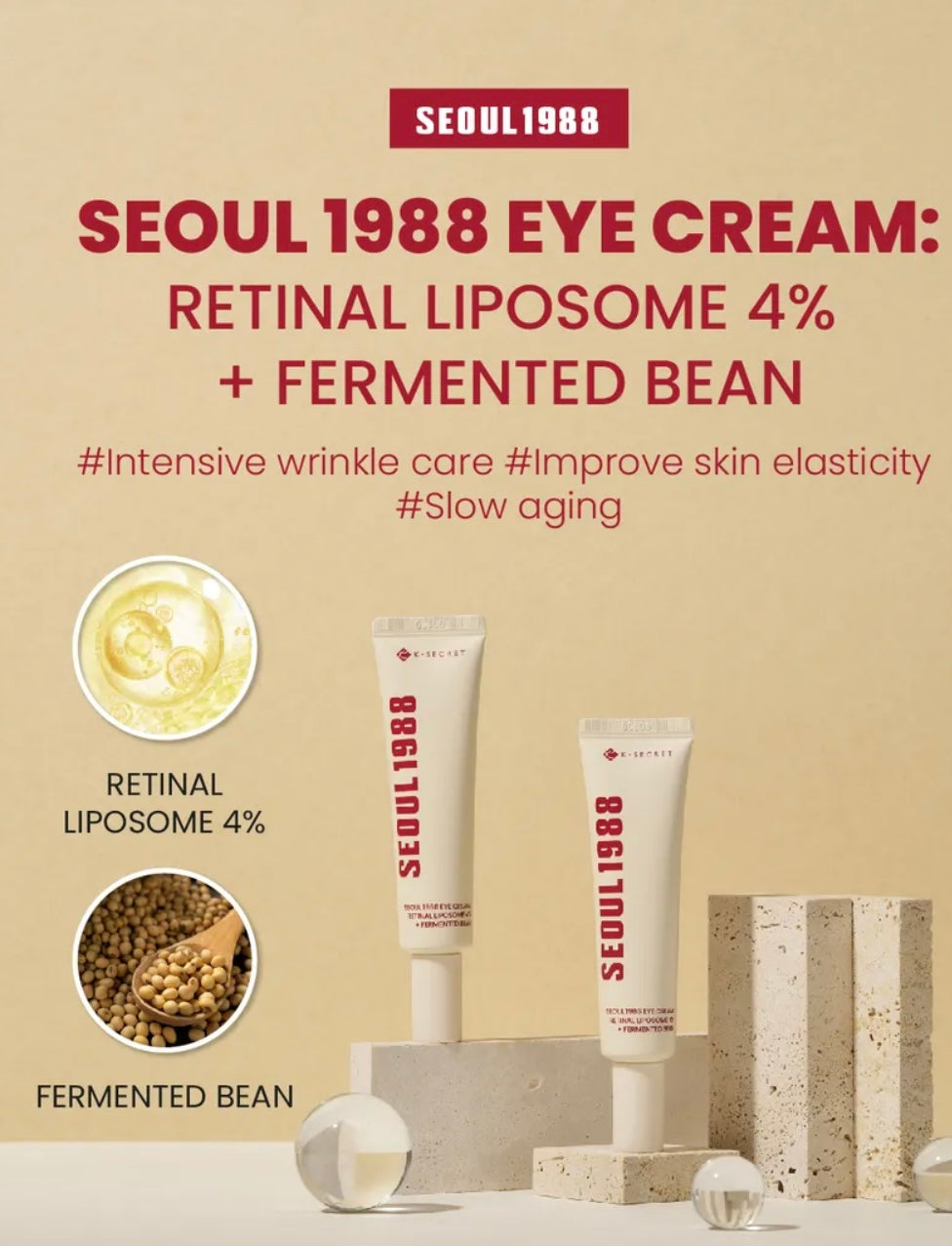 K-Secret Seoul 1988 Eye Cream: Retinal Liposome 4% + Fermented Bean