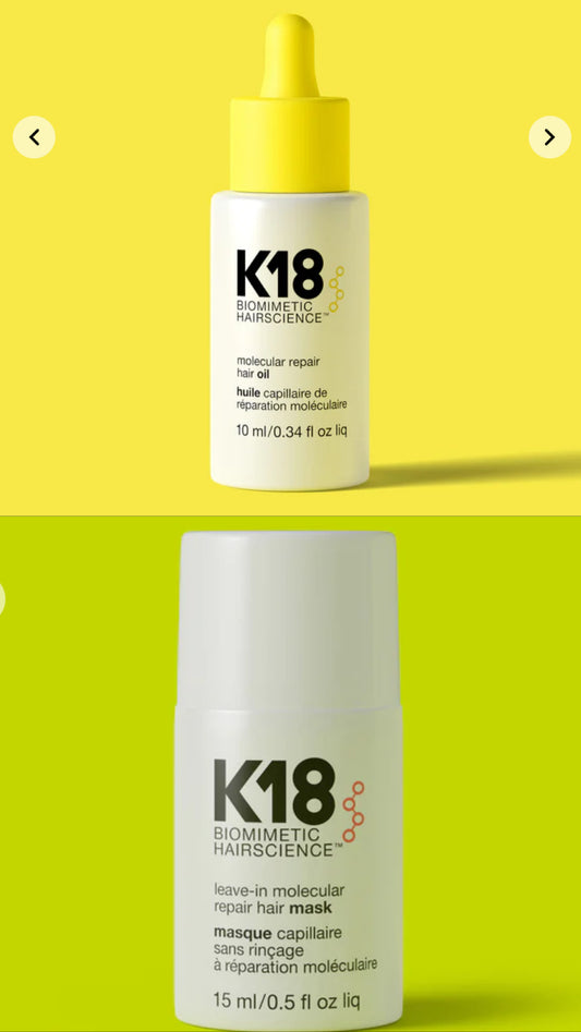 K18- leave-in molecular repair hair mask Plus molecular repair hair oil